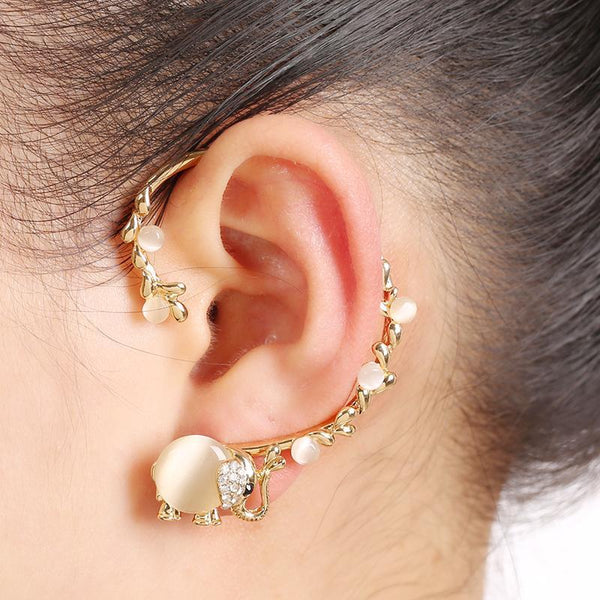 Pearl Elephant Fashioned Earrings
