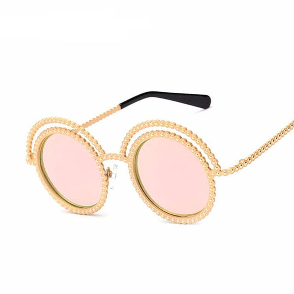 Hipster Bead Round Sunglasses