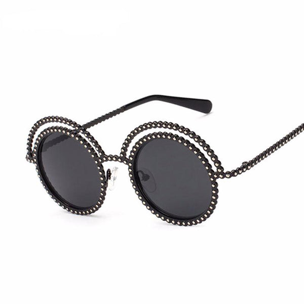 Hipster Bead Round Sunglasses
