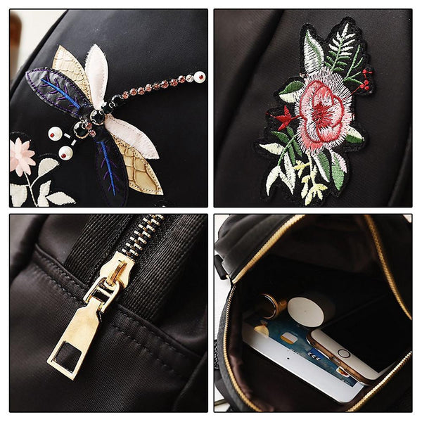 Floral Embroidery Backpack