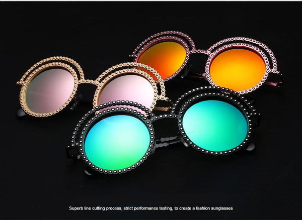 Hipster Bead Round Sunglasses