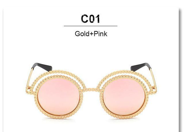 Hipster Bead Round Sunglasses